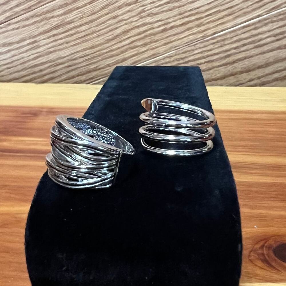 Silver Tone Rings Cork Screw Layered Look Fashion Jewelry‎ Size 8-9